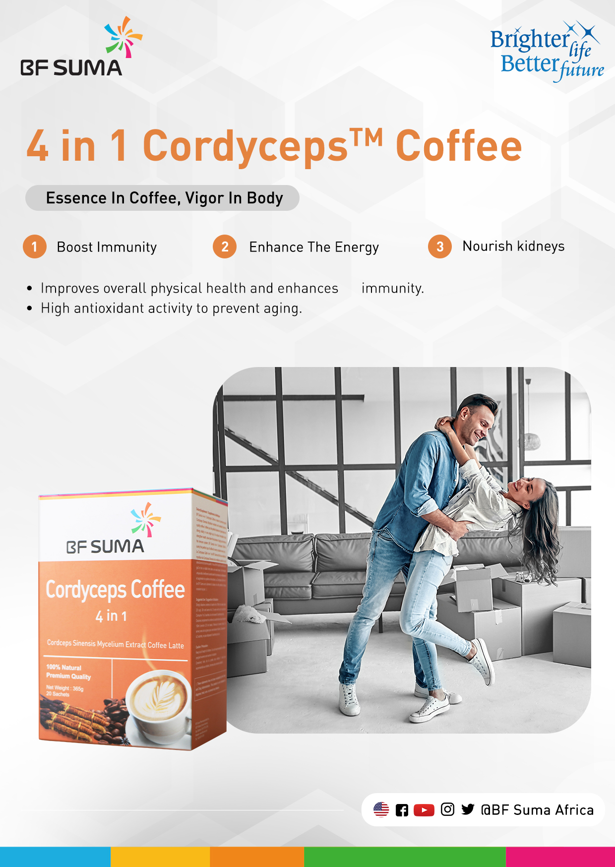 BF Suma Cordyceps 4in1 Coffee 20 Sachets Immune Booster, Boost Immunity, Enhance Energy, Nourish the Kidneys, AP039F